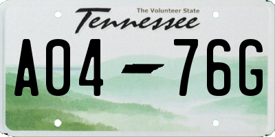 TN license plate A0476G
