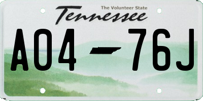 TN license plate A0476J