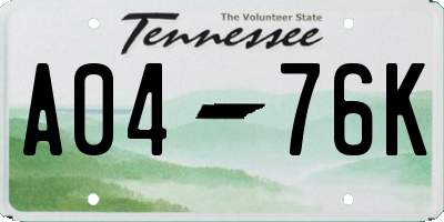TN license plate A0476K