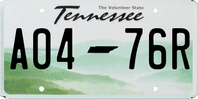 TN license plate A0476R