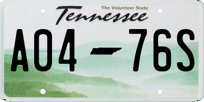 TN license plate A0476S