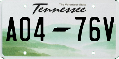 TN license plate A0476V