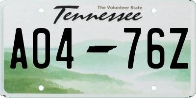 TN license plate A0476Z