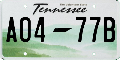 TN license plate A0477B