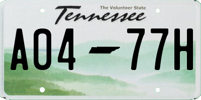TN license plate A0477H