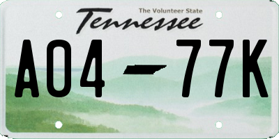 TN license plate A0477K