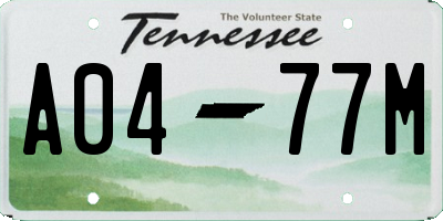TN license plate A0477M