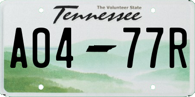 TN license plate A0477R