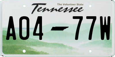 TN license plate A0477W