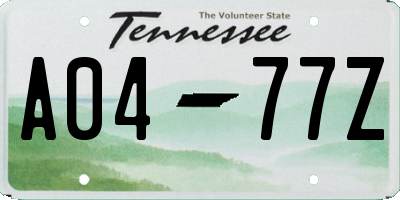 TN license plate A0477Z
