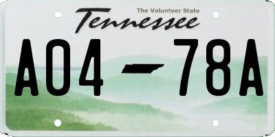 TN license plate A0478A