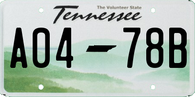 TN license plate A0478B