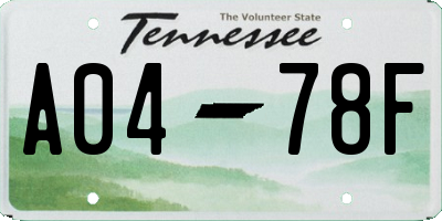 TN license plate A0478F