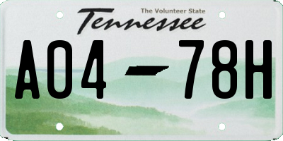 TN license plate A0478H