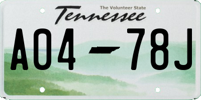TN license plate A0478J