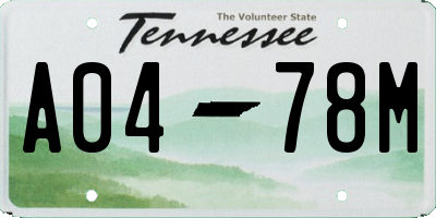 TN license plate A0478M