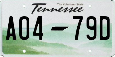TN license plate A0479D