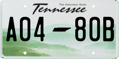 TN license plate A0480B