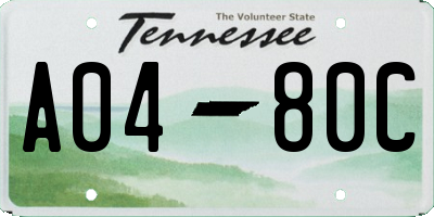 TN license plate A0480C