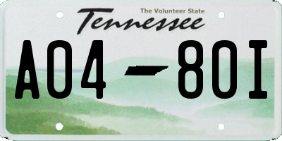 TN license plate A0480I