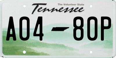 TN license plate A0480P