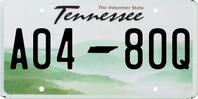 TN license plate A0480Q