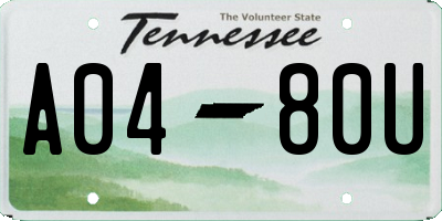 TN license plate A0480U
