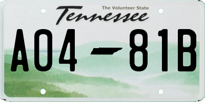 TN license plate A0481B