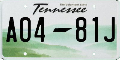 TN license plate A0481J