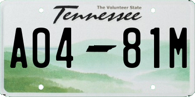 TN license plate A0481M