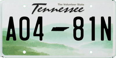 TN license plate A0481N