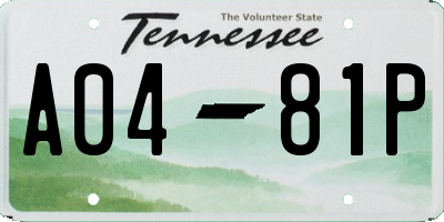 TN license plate A0481P