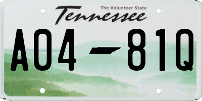 TN license plate A0481Q