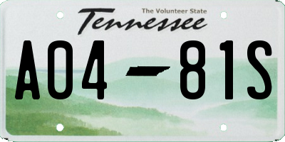 TN license plate A0481S