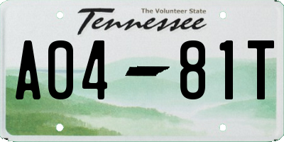 TN license plate A0481T