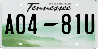 TN license plate A0481U