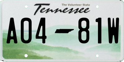 TN license plate A0481W