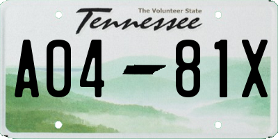 TN license plate A0481X
