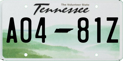 TN license plate A0481Z