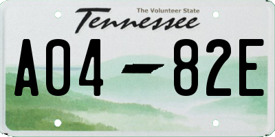 TN license plate A0482E