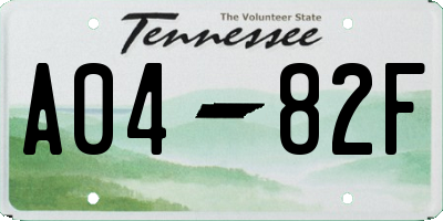 TN license plate A0482F