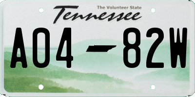 TN license plate A0482W