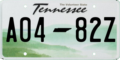 TN license plate A0482Z