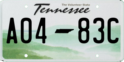 TN license plate A0483C