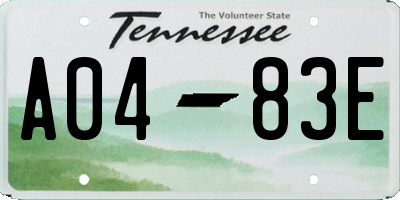 TN license plate A0483E