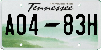 TN license plate A0483H