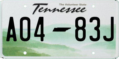 TN license plate A0483J