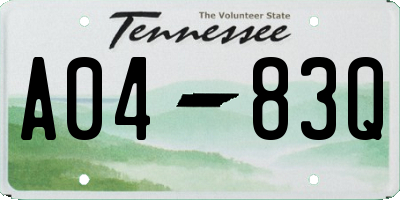 TN license plate A0483Q