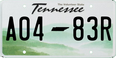 TN license plate A0483R