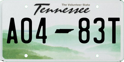 TN license plate A0483T